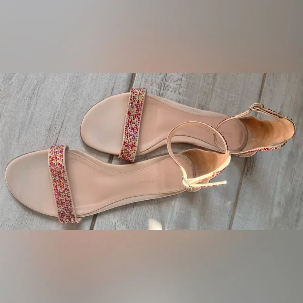 Gianvito Rossi Natural Raso Crystal Ankle Strap Sandals Euro 36/US 6